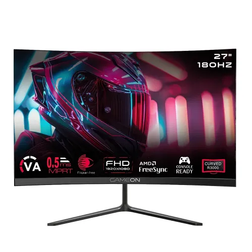 GAMEON GOC27F180VA Pro Series 27" FHD, 180Hz, MPRT 0.5ms, HDMI 2.1, VA Panel Curved Gaming Monitor (Supports PS5) - Black
