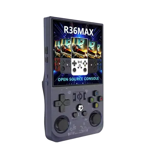 R36 Max Retro Handheld Game Console With 64G Built-in 10000+ Games - Transparent Gray
