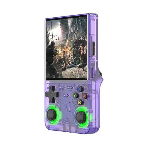 R36 Ultra Retro Handheld Game Console with 64GB - Transparent Purple