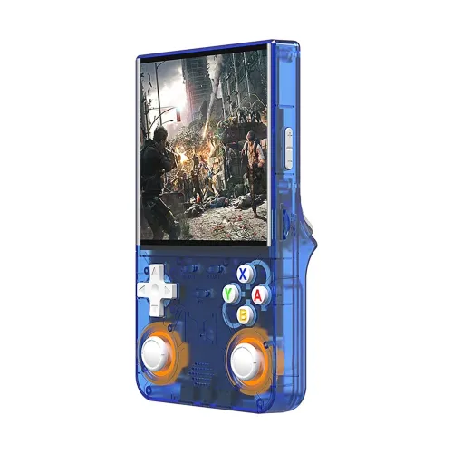 R36 Ultra Retro Handheld Game Console with 64GB - Transparent Blue