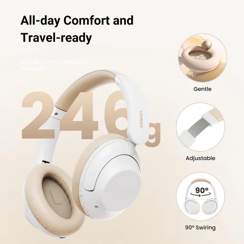 Ugreen HiTune Max5 Hybrid Active Noise-Cancelling Headphones - White