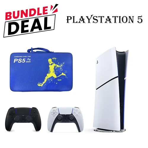 PS5 Slim Digital Console (R2) Bundle – Includes Controller + Carrying Bag Blue