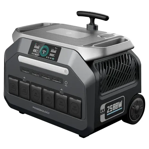 Powerology Solar Input Portable 640000mAh Generator - Black