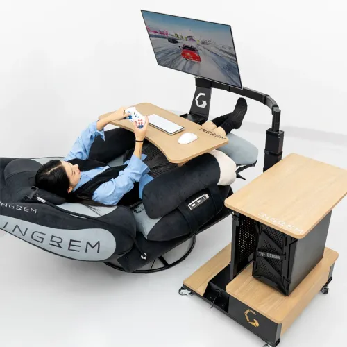 INGREM Right Rudder Adjustable Height Standing Desk with Monitor Arm