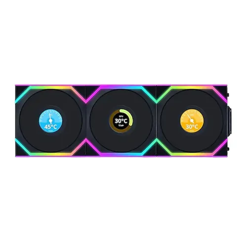 LIAN LI UNI FAN SL Wireless LCD 120mm ARGB Case Fans with 1.6” LCD Screen (3 Pack) - Black