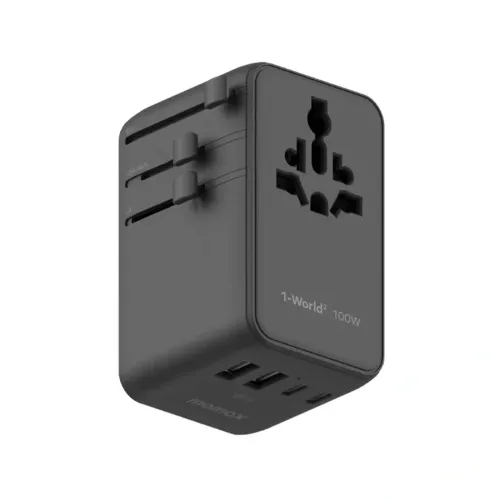Momax 1-World² Universal 4-Port Travel GaN Charger 100W with Dual AC - Black