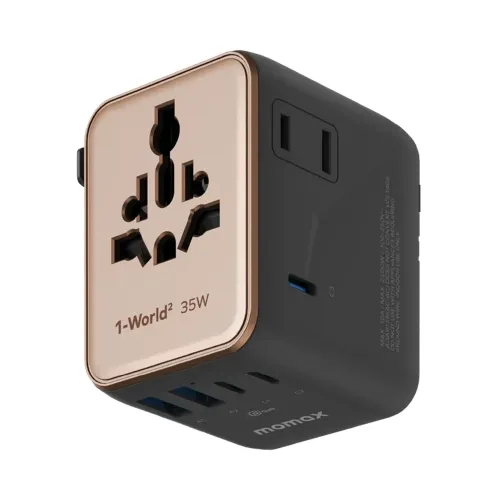 Momax 1-World² 5-Port Mini Travel GaN Charger 35W with Dual AC - Sandstone