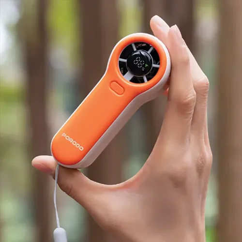 Porodo Lifestyle Pocket Size Handheld Fan - White/Orange