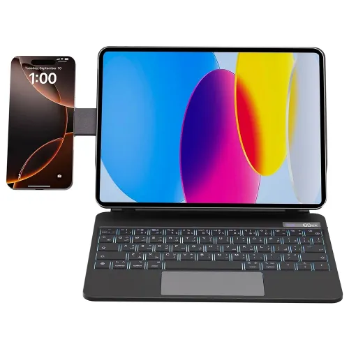 Powerology Dynaboard Wireless Keyboard Case for iPad Pro 13" (M4), MagSafe Phone Holder
