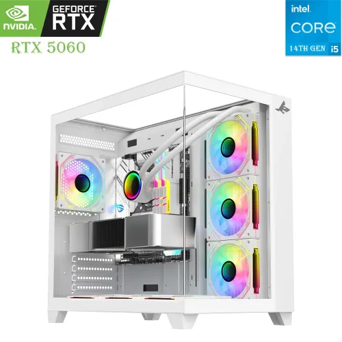 SHARX TUF Gaming PC – Intel Core i5 14th Gen | RTX 5060 8GB | 1TB SSD | 16GB DDR5 RAM – White Edition
