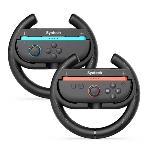 Syntech Steering Wheel for Nintendo Switch2 JoyCons (2 Pack, Black)