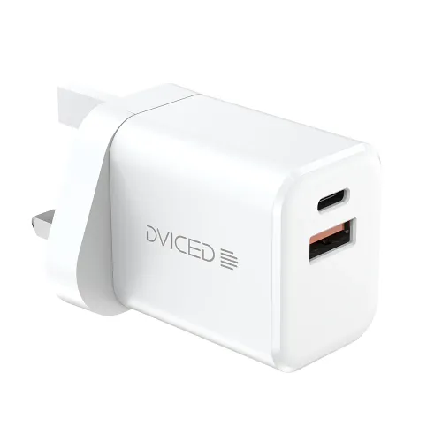 Dviced Wall Charger 35w Gan 1 Usb-a 1 Usb-c Uk - White