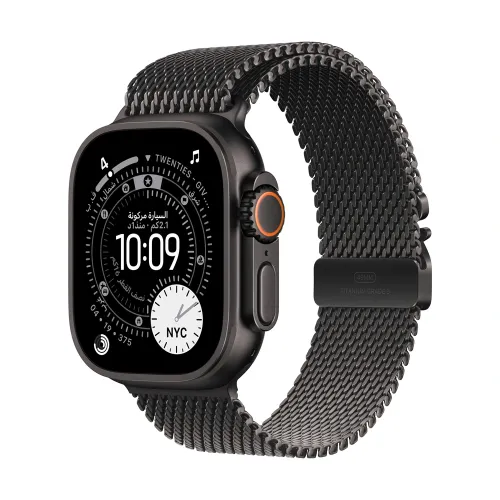 Apple Watch Ultra 3 GPS + Cellular 49mm Black Titanium Case with Black Titanium Milanese Loop - Medium