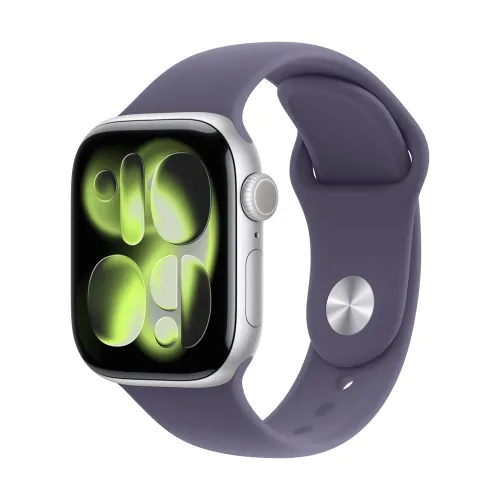 Apple Watch Series 11 GPS 46mm Silver Aluminium Case with Purple Fog Sport Band - M/L