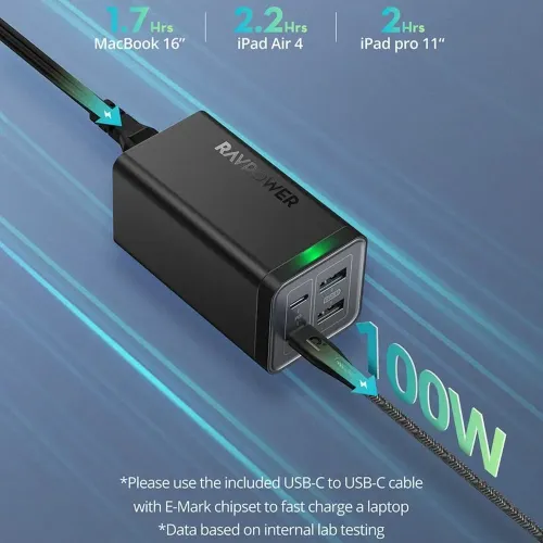 Ravpower Pioneer Power Adapter,120W, 4Port, RP-PC146 - Black