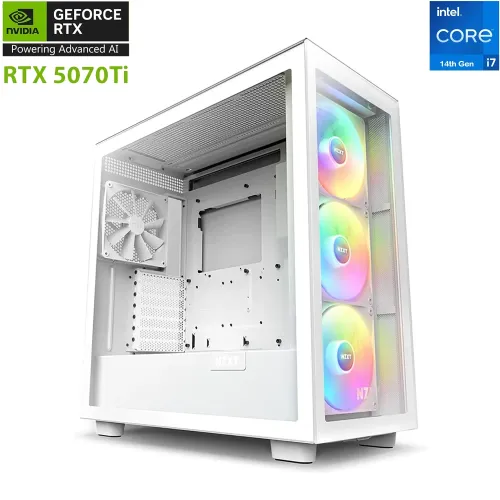 Nzxt H Series Intel Core I7-14th Gen Rtx 5070 Ti 16gb Gaming Pc - White