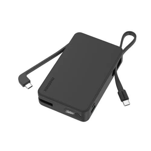 Momax 1-Power Vital+ Power Bank 20000mAh With 2 Built-In USB-C Cables - Black