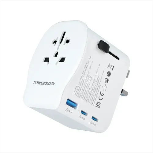 Powerology Universal Travel Adapter 2300W - White  (Open Box)