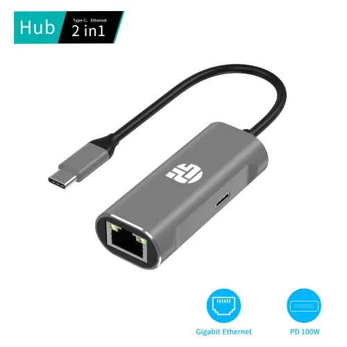 Yuanshan 2-in-1 USB-C Gigabit LAN + PD Adapter