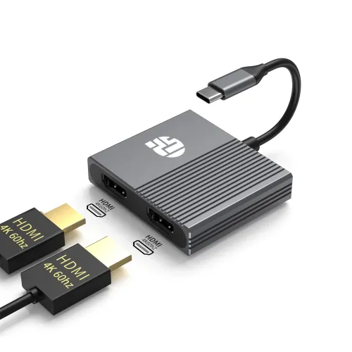 Yuanshan 2-in-1 USB-C To Dual HDMI 4K@60Hz Adapter Hub