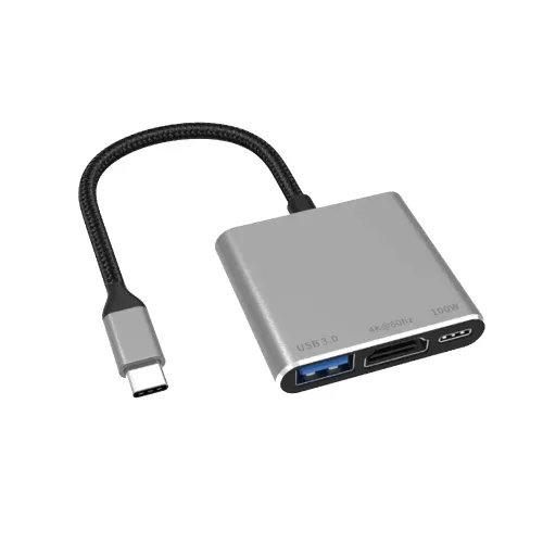 Yuanshan 3-in-1 USB-C Hub with 4K@60Hz HDMI, 100W PD Charging, USB 3.0 – Docking Station