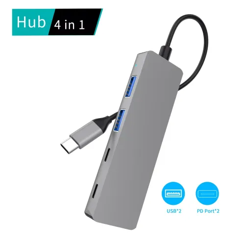 Yuanshan 4-Port USB-C Hub – 2× USB-A 3.0 + 2× USB-C 3.0 | 5Gbps High-Speed