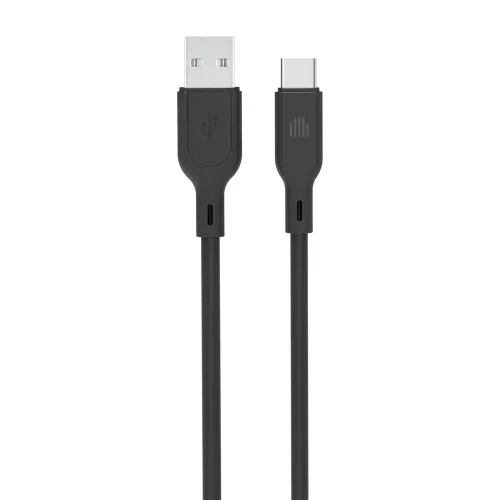 Dviced USB-A to USB-C silicone cable Charging & Data transfer 1.25m - Black