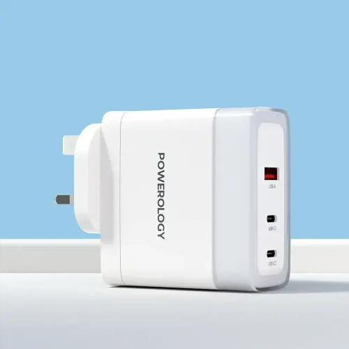 Powerology Lunex Series Fast Charging Adapter PD 100W - White