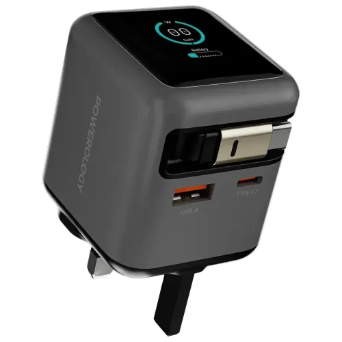Powerology Halo Dual-Port GaN Charger - Grey