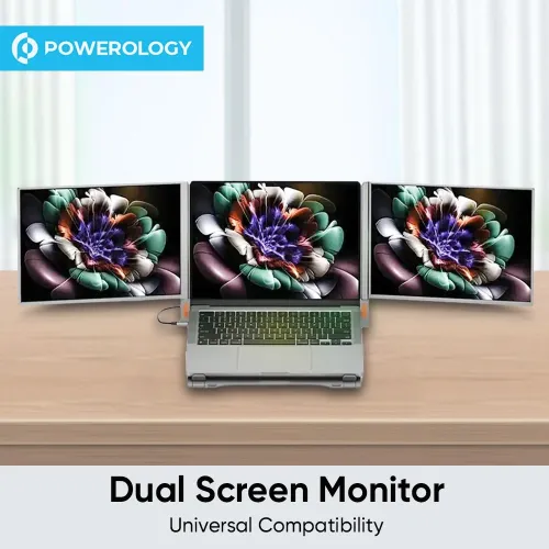 Powerology Portable Dual Screen Monitor - Gray