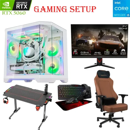 Gaming Pc Bundle Intel Core I5-14th Gen Rtx 5060 With 24" Gaming Monitor & Full Gaming Setup