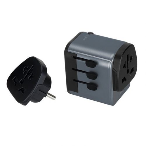 MOMAX 1-World with Type-C PD + 3 USB Ports AC Travel Adapter (Black)