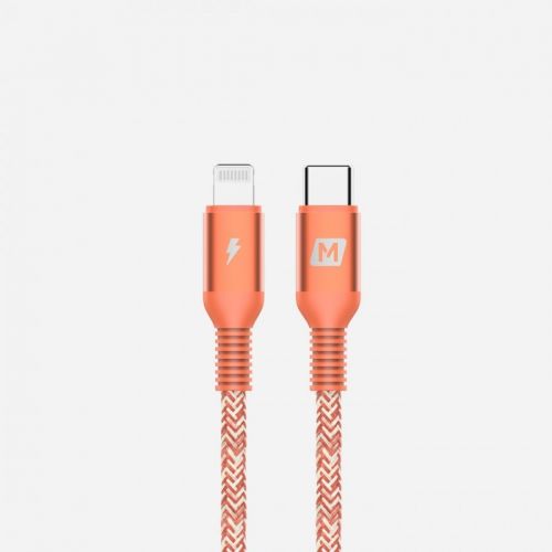 MOMAX ELITE-LINK LIGHTING TO TYPE-C CABLE 0.3M- BRAIDED NYLON RED