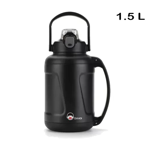 D.kadi Portable Travel Stainless Steel Water Bottle 1500ml- Black