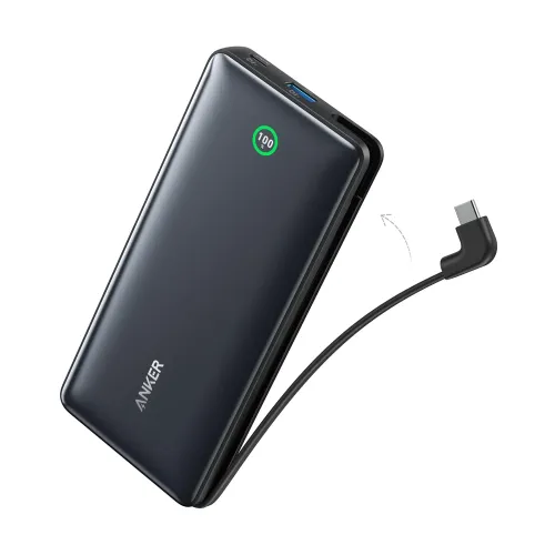 Anker Nano Power Bank 20000mah 30w Built-in Usb-c Cable - Black