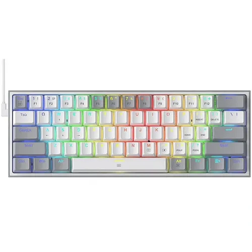 Redragon Fizz Rgb Wired Mechanical Gaming Keyboard - White/grey (Dust-proof Red) (English&arabic)