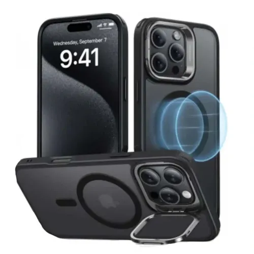 Esr Iphone 16 Pro Classic Hybrid Case With Stash Stand - Frosted Black