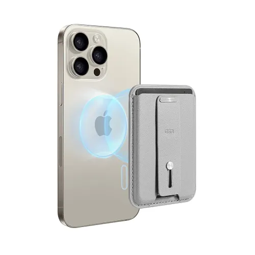 Esr Magsafe Leather Grip Magnetic Wallet - Light Gray