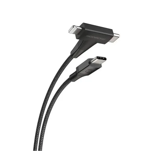 Scosche Strikeline 2-in-1 Usb-c To C/lightning Cable 4ft - Black