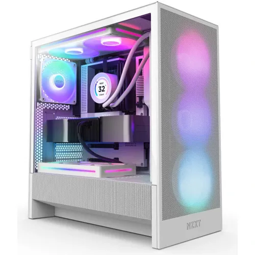 Nzxt H Series H5 Flow Rgb (2024)compact Mid-tower Atx Case With Rgb Fans - White