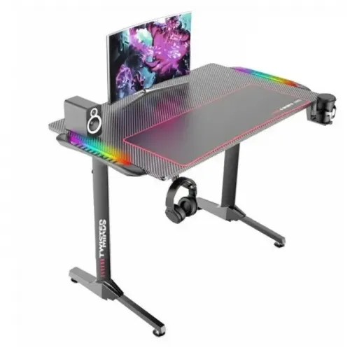 Twisted Minds T Shaped Carbon Fiber Texture RGB Gaming Desk - (Dimension:110 cm x 60 cm x 75 cm)