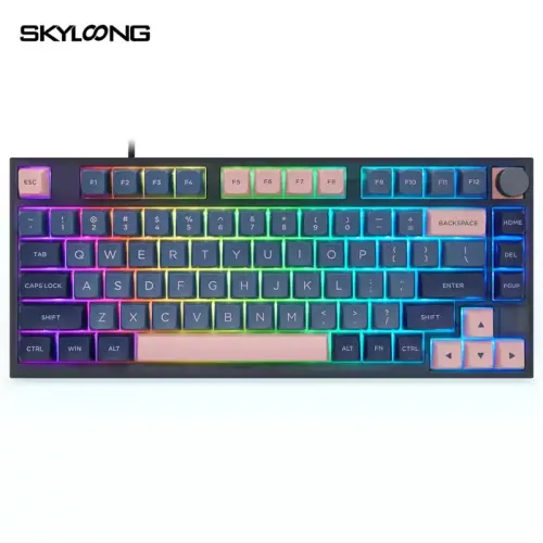Skyloong Gk75 Wired - Blue-pink (Mechanical & Hot-swappable Knob) Gaming Keyboard (Switch Blue) (English)