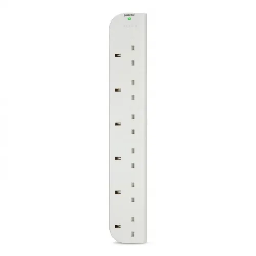 Belkin 6 Sockets Surge Protected Extension - 1m Cable - White