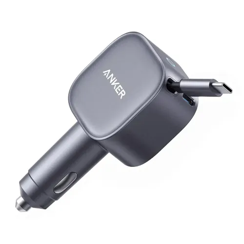 Anker Nano Car Charger (75w,usb-c Port, Built-in Retractable Usb-c Cable)