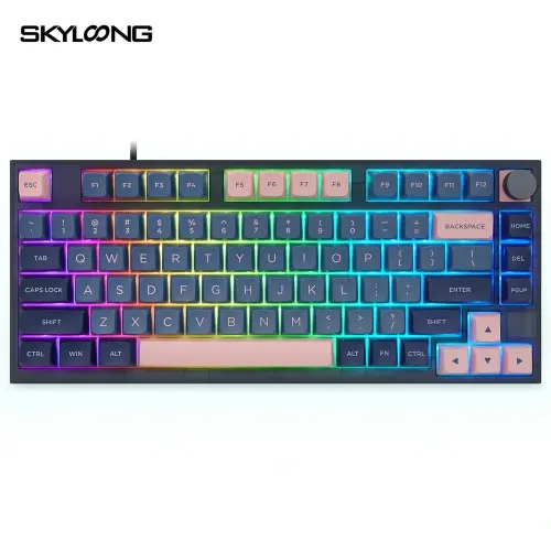 Skyloong Gk75 Wired - Blue/Pink (Mechanical & Hot-swappable Knob) Gaming Keyboard (Switch Gateron 3.0 Blue) English / Arabic Layout