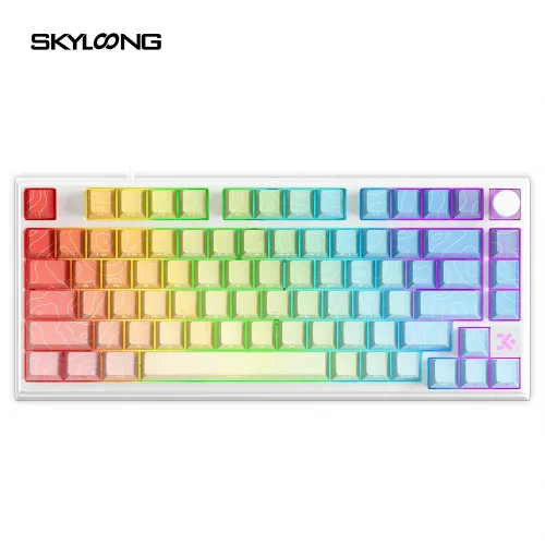 Skyloong Gk76he Wired Magnetic Gaming Keyboard (Phantom Crystal White) Rainbow Contour Keycaps