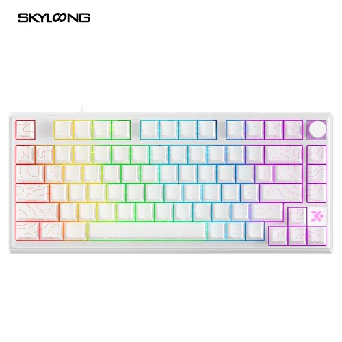 Skyloong Gk75he Wired Magnetic Gaming Keyboard (Phantom Crystal White) White Contour Keycaps