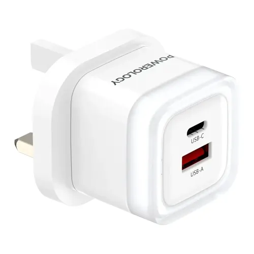 Powerology Dual-Port Fast Charging Adapter PD 35W - White