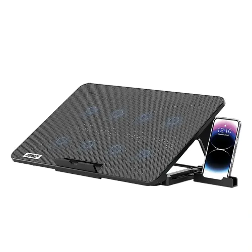 Porodo Gaming 8-Fan Ergonomic Laptop Cooling Stand with Built-in Phone Slot