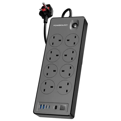 Powerology 8AC 2990W Power Strip PD 20W - Black